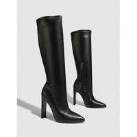 Bottines unies pour femmes, nouvelle collection hiver 2025, bottes à talons hauts, grandes tailles, bottes pointues