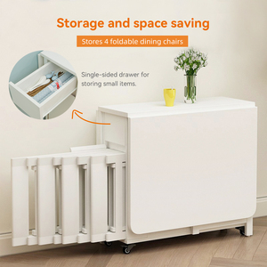 Manufacturer Wholesale Modern Space Saving Home Furniture Kitchen Wooden <strong>Folding</strong> <strong>Dining</strong> Table <strong>Set</strong> - Product Image 4
