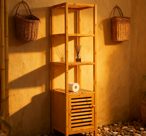 מודרני רב תכליתיים 5-שכבתית במבוק קומה גבוהה ארון אמבטיה אחסון מתלה לרהיטים דירה - Product Image 4