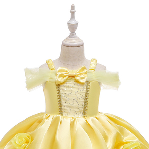 Robe de bal à volants et épaules dénudées MS Beautiful Yellow Rose Princess, vêtements pour enfants mignons et élégants - Product Image 4