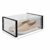 Grande boîte à chaussures transparente avec double renfort de cadre, haute protection contre la poussière, ventilation optimisée, boîte de rangement pour dortoir