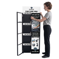 Étagère de présentation métallique pliable sur mesure pour produits d'entretien automobile - Étagère de présentation métallique pliable pour huiles de station-service avec panneaux graphiques