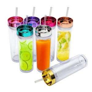 <span class=keywords><strong>Gobelet</strong></span> en acrylique transparent à double paroi de 16oz avec couvercle en or galvanisé et paille Cadeau cadeau <span class=keywords><strong>pas</strong></span> <span class=keywords><strong>cher</strong></span> - Product Image 1