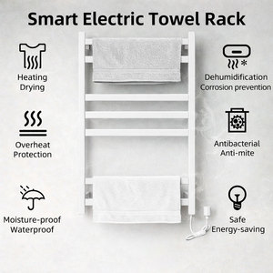 Sèche-serviettes électrique mural de luxe en acier inoxydable blanc de style <span class=keywords><strong>scandinave</strong></span> minimaliste, indice de protection IP56, garantie de 3 ans - Product Image 5