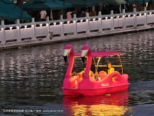 Bateau de parc aquatique Grand bateau électrique à long cou en plastique LLDPE Double tête cygne flamant rose pédalo électrique bateau à pédales - Product Image 4