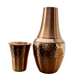 Handmade Pure Copper Water Jug and Copper Tumbler Traditional Drinking Water <b>Storage</b> and Serving - Product Image 1