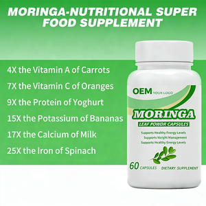 Cápsulas de Extracto de Moringa Vegano Orgánico, Suplemento Herbal Antioxidante, Aumenta la Energía, Apoya la Salud de las Articulaciones, Cápsulas de Polvo de Moringa - Product Image 2