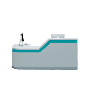Mesa de Trabajo para Estación de Enfermería Saiford, Placa de Acero Electrolítico, Piedra Acrílica, Escritorio Moderno para Hospital u Oficina - Product Image 2
