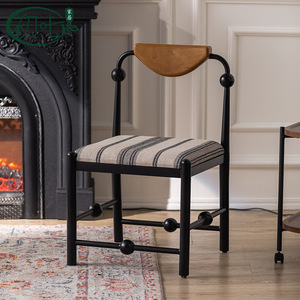 Silla de comedor moderna minimalista de metal con asiento tapizado 52x53x83.5 cm para apartamentos pequeños - Product Image 1