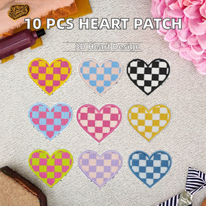 Patchs brodés 3D personnalisés thermocollants en forme de cœur pour chapeaux et vêtements – Vente en gros OEM DIY - Product Image 2