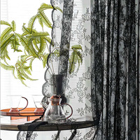 Rideaux en dentelle vintage 52 x 84 pouces, fleurs romantiques et branches, rideaux en dentelle transparents pour salon, porte française, 1 paire, poche à tringle