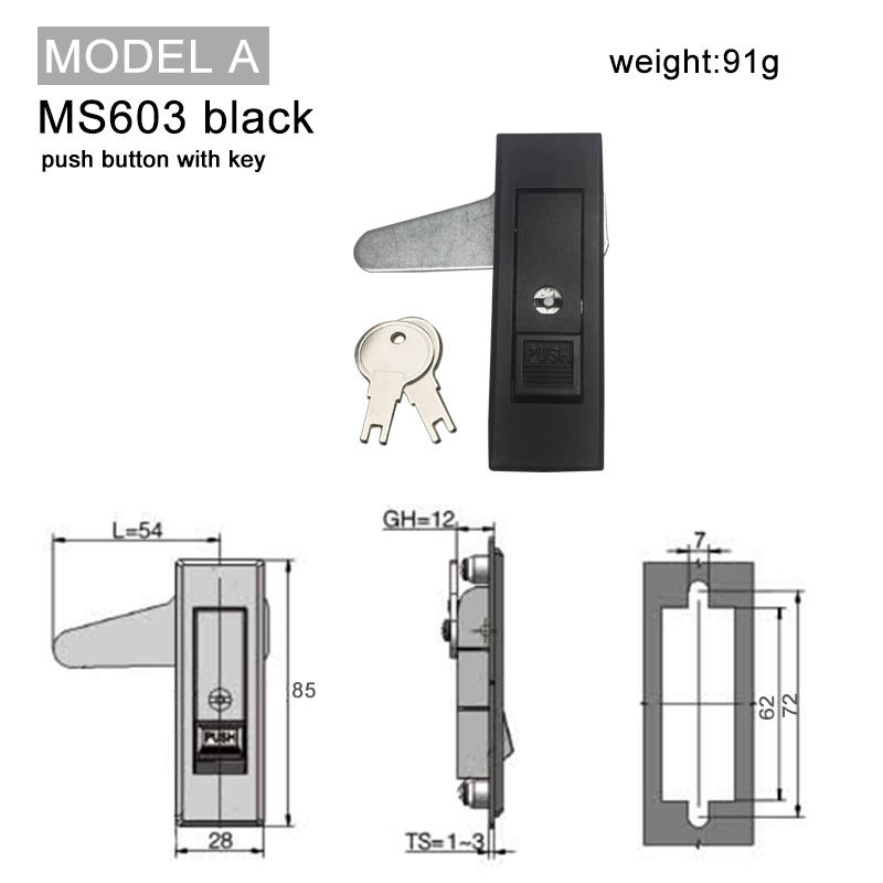 MS603 black push button with key   Model A: 91g