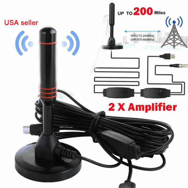 HD Digital Indoor Amplified TV Antenna 200 Miles Ultra HDTV With Amplifier VHF/UHF Quick Response Indoor Outdoor Aerial HD Set