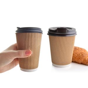 ถ้วยกระดาษลายริ้วแบบใช้แล้วทิ้งขนาด8ออนซ์12ออนซ์16ออนซ์ผนังสองชั้น - Product Image 5