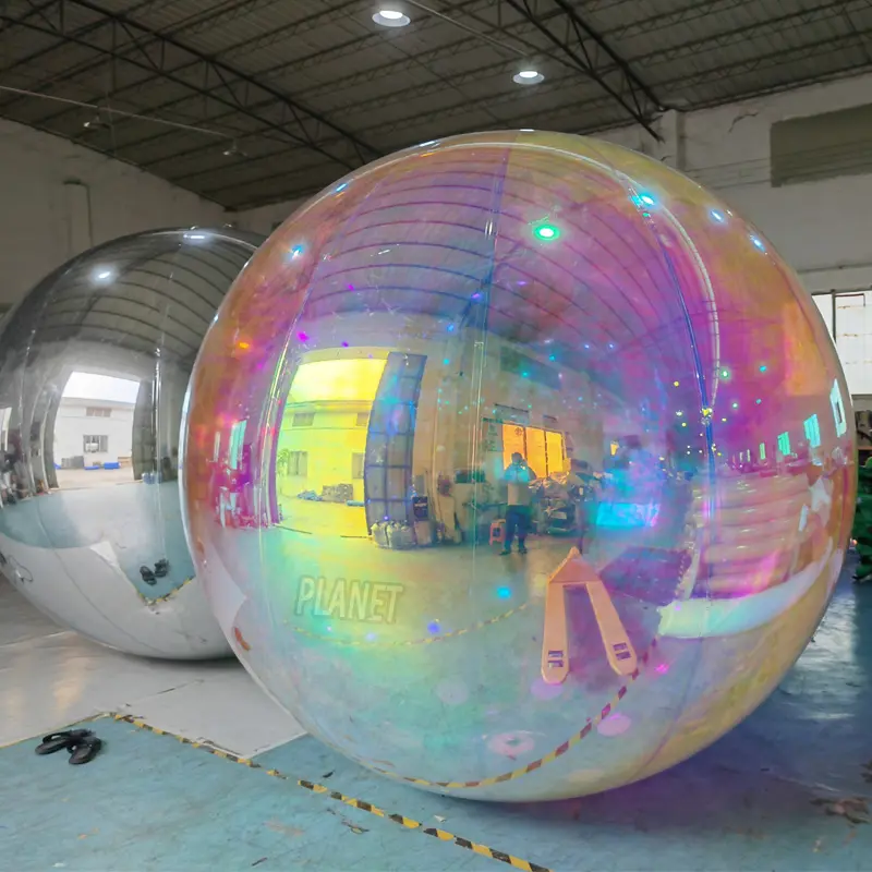 Bola de espelho inflável flutuante para decoração de festas em PVC, balão inflável suspenso gigante para espelho