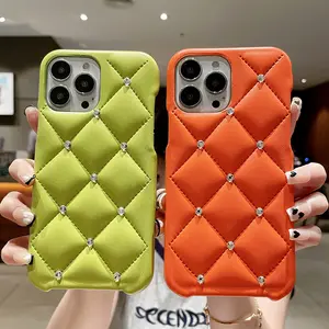 Oem Cover Luxury Fashion Cell Mobile Phone Case For IPhone 15 Pro Max Diamond Phone Case Pu Back Cover Fundas