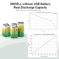 Batteries GMCELL Li-ion USB-C AA AAA C D 9V 1.5V rechargeables au lithium USB
