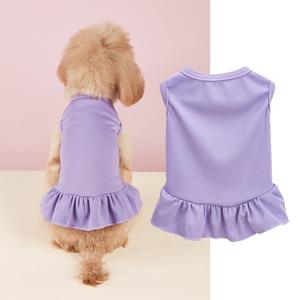 Printemps/été mince robe d'été pour animaux de compagnie respirant couleur unie jupe à volants petite et moyenne taille chien chat que ours <span class=keywords><strong>VIP</strong></span> - Product Image 4