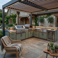 Cuisine extérieure moderne en acier inoxydable 304 imperméable ODM, cuisine extérieure multifonctionnelle personnalisée pour jardin, barbecue, cour, patio