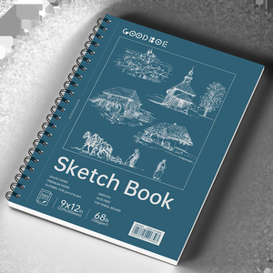Альбом для рисования на спирали с обложкой из бумаги для трансграничной торговли, для промоакций, чистый блокнот для эскизов и рисования, 9x12 дюймов, 100 листов - Product Image 1