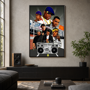 Arte Murale Hip Hop <span class=keywords><strong>Rap</strong></span>, Stampa su Tela con Collage di Ritratti Multipli per Studio, Sala Giochi, Bar, Soggiorno, Decorazione d'Interni - Product Image 2