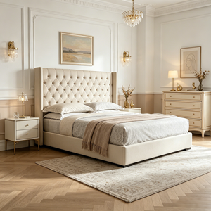 <span class=keywords><strong>Lit</strong></span> rembourré de luxe en velours personnalisé avec rangement Canopy Cloud, disponible en tailles Simple, Double, Queen, King, et en version moderne avec cadre en bois - Product Image 1