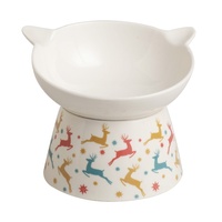 Gamelle surélevée personnalisée pour chat, anti-renversement, pour nourriture et eau, motif étoile à cinq branches, empreinte de patte, motif cerf volant, pour l'alimentation des animaux de compagnie