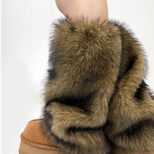 Calzini larghi di pelliccia per le donne Y2k Spice ragazze doppio strato dimagrante maniche eleganti Insta caldo caldo caldo invernale spesse scaldamuscoli - Product Image 6