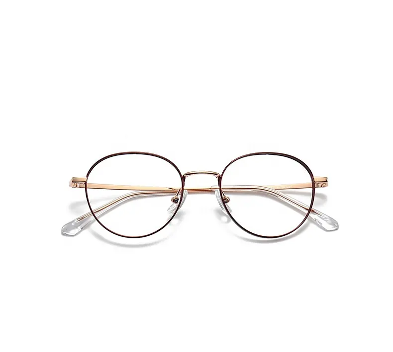 ZOWIN דגם 20862 עגול מתכת מסגרת משקפיים מסגרות מלאי מוכן משקפיים מותאם אישית לוגו קטן גודל בציר משקפיים רחב רים