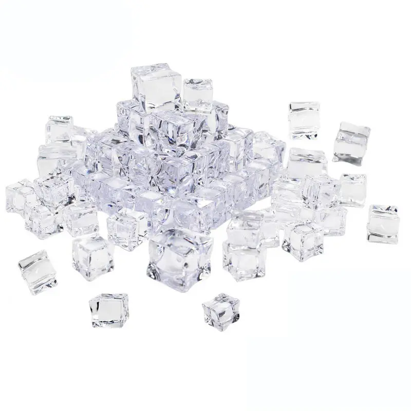 DD1539 Schnell gefrieren Transparent Bunt Simulierter Kunststoff-Eisblock DIY Crystal Essentials Wieder verwendbare quadratische Eiswürfel