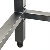 Table de cuisine professionnelle en acier inoxydable, base ouverte, deux niveaux, roulettes, capacité de charge de 1000 kg/m, pour hôtels et restaurants