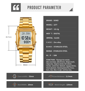 SKMEI # Montre Azan Qibla en acier 2277, rappel de prière musulmane, montre de temps, étanche, produits religieux - Product Image 4