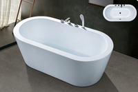 Modern Ayaklı Oval 1700mm Beyaz Akrilik Çevre Dostu Küvet L7206 Model Derin Yıkanma Villası Otel Ev Banyosu 3 Yıl Garantili