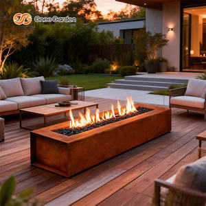 Table de foyer au propane rectangulaire moderne pour l'extérieur, jardin, acier corten, design durable, chauffage efficace, portable, manuel, 2000W - Product Image 6