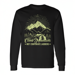 T-shirt à manches longues « Climb Mountains Not Corporate Ladders » pour l'aventure en plein air - Product Image 2