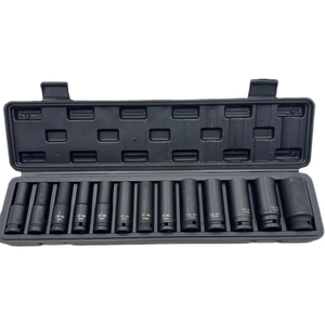 Set di 13 Chiavi a Bussola Profonde Metriche da 1/2 Pollice per Riparazione Auto, Grado Industriale, Finitura Cromata, Personalizzabile OEM - Product Image 1