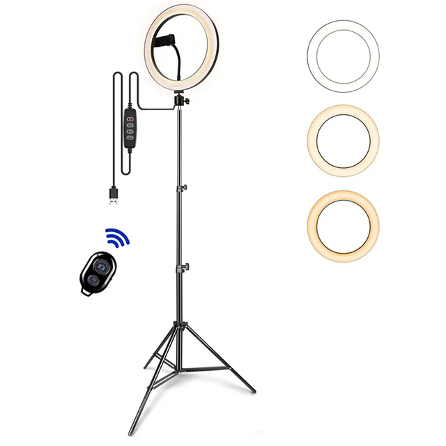 Factory Supply Makeup Dimmable 14inch Selfie White Led Ring Light Camera Beauty Ringlight Selfie Ring Light With Tripod