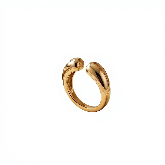 Stainless Steel Oval Open Ring Women Trendy Instagram Fashionable Unique Water Drop Design Index Finger Minimalist Style