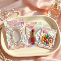 Pochettes auto-adhésives holographiques épaisses avec fenêtre transparente, sacs cadeaux pour bijoux, cosmétiques et petits articles quotidiens