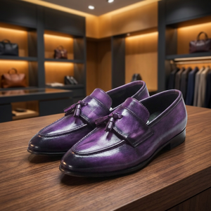 Chaussures habillées italiennes de luxe pour hommes, élégantes, peintes à la main, effet patine, en similicuir PU, imperméables, légères, design plat, à enfiler, collection automne - Product Image 3