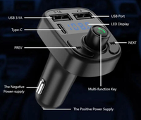 Pengisi Daya Mobil Modulator FM Dukungan Panggilan Handsfree Kartu TF USB Disk Pemutar MP3
