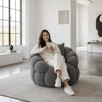 Boucle Loungesessel Dunkelgrau für Sofa Einzelsitz Akzent-Lesesessel Wohnzimmer Apartment Nordisches Hotel Lounge-Möbel