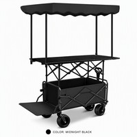Chariot pliant avec auvent et table, chariot de camping robuste en Oxford 900D, chariot de marché pliable avec freins pour vendeurs en extérieur
