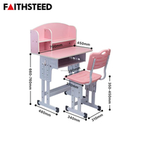 Ensemble de bureau et chaise d'étude réglables pour enfants avec boîte de rangement pour livres, table d'écriture ergonomique à hauteur réglable pour enfants