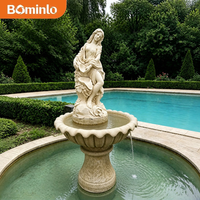 Fontaine à eau en marbre sculptée à la main, statue de femme, 3 niveaux, pour jardin extérieur, taille personnalisée pour la décoration de la cour de villa