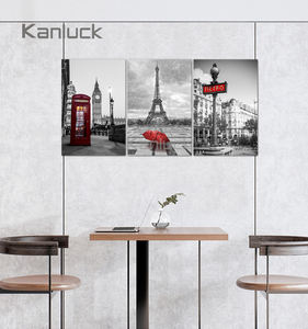 Toile imprimée aquarelle avec cadre, motif rue de Paris et bâtiment célèbre, couleurs vives et résistante à l'eau - Product Image 2