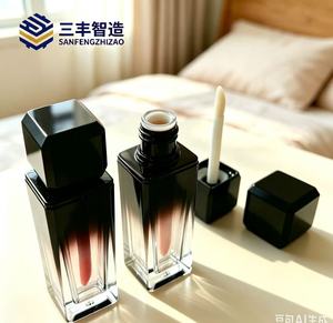 Square Acrylic Nail Polish Oil <b>Bottle</b> <b>With</b> Gradient Black Design Screw Cap Empty Cosmetic Packaging Tube - Product Image 4