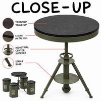 Table ronde moderne en fer vert olive avec 4 tabourets et sièges rembourrés pour café, salon, bistrot, bar, centre commercial