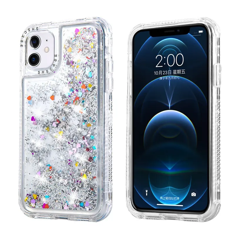 Stylish mobile phone case Glitter Quicksand cases fall down protection cell phone cover For iPhone 12 Pro 13 pro max