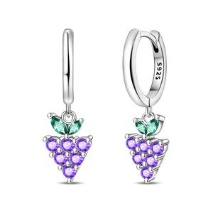Boucles <span class=keywords><strong>d</strong></span>'oreilles en argent 925 avec pendentif en zircon violet - Bijoux originaux pour femmes - Product Image 1